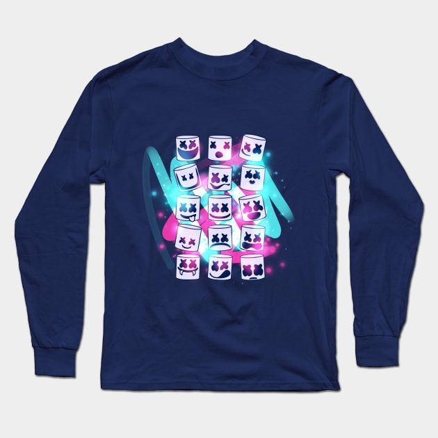 Marshmello Neon smile Long Sleeve T-Shirt by DenielHast